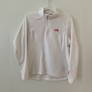 The North Face White Fleece Jacket with Breast Cancer Pink Logo